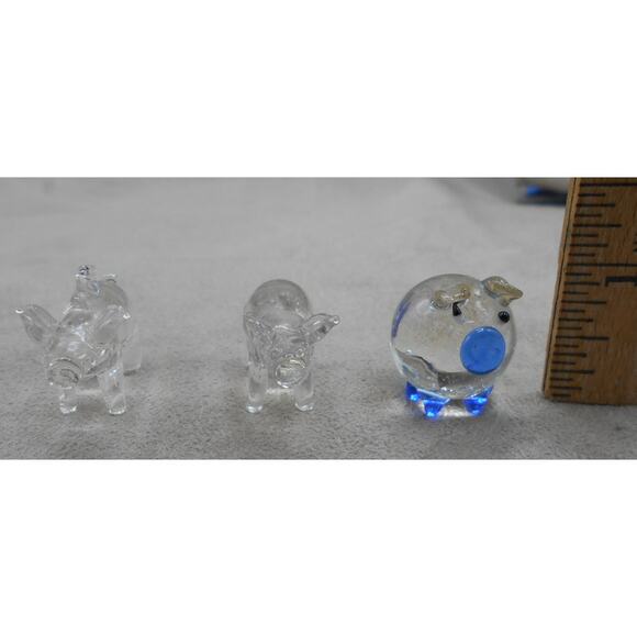 Three Miniature Clear Glass Pig Figurines Art Glass/Ornaments Lot of 3 - Picture 3 of 9